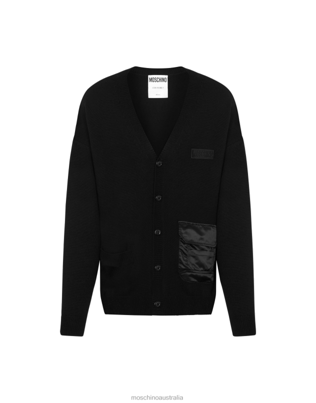 MULTIPOCKET DETAILS WOOL CARDIGAN Moschino Men BLACK 44AA546 Clothing