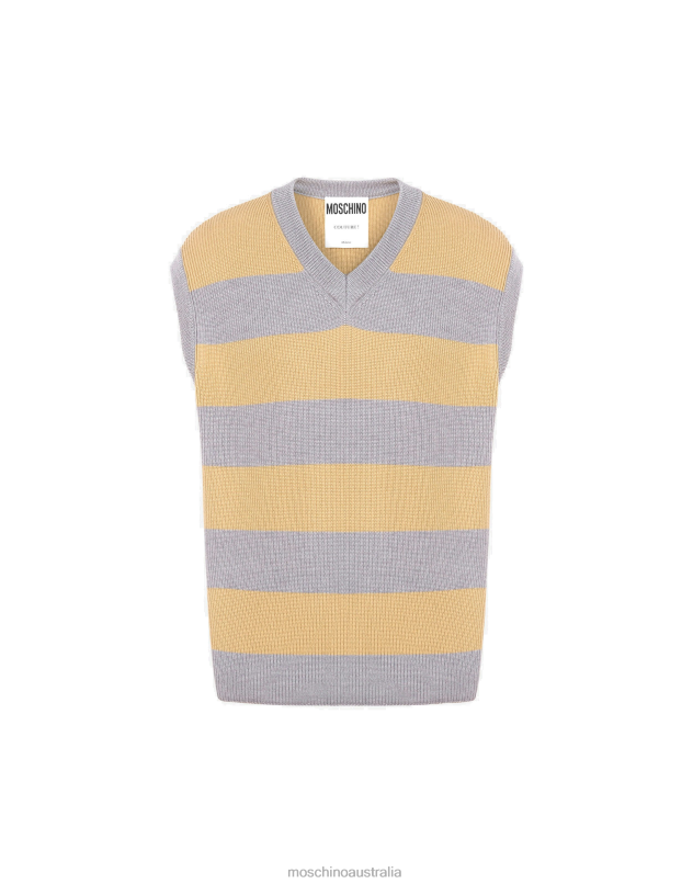 SLEEVELESS STRIPED SWEATER Moschino Men BEIGE 44AA549 Clothing