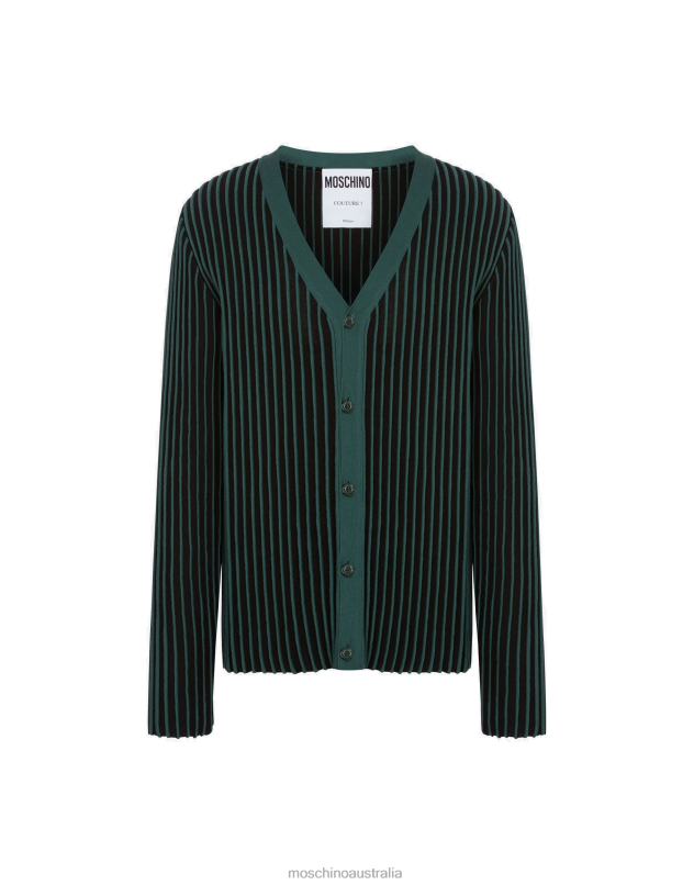 STRIPES EFFECT COTTON CARDIGAN Moschino Men BLACK 44AA548 Clothing