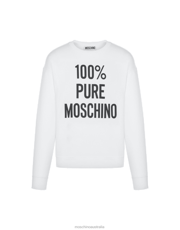 100% PURE ORGANIC COTTON SWEATSHIRT Moschino Men WHITE 44AA552 Clothing