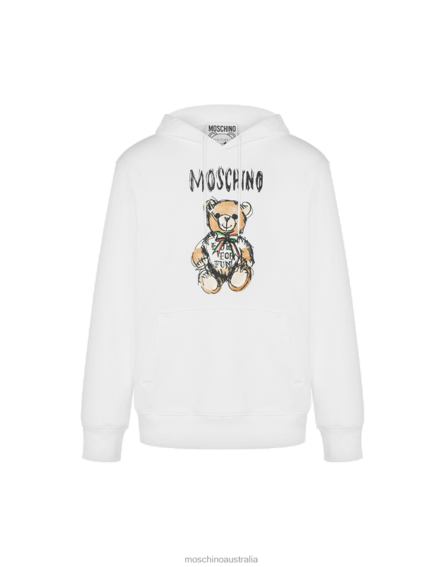 DRAWN TEDDY BEAR HOODIE Moschino Men WHITE 44AA556 Clothing