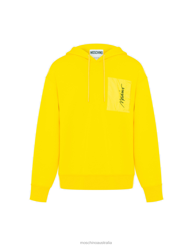 LOGO EMBROIDERY TECHNICAL HOODIE Moschino Men YELLOW 44AA561 Clothing