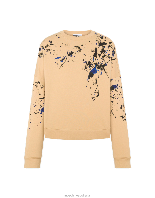 PAINTED EFFECT ORGANIC COTTON SWEATSHIRT Moschino Men BEIGE 44AA559 Clothing
