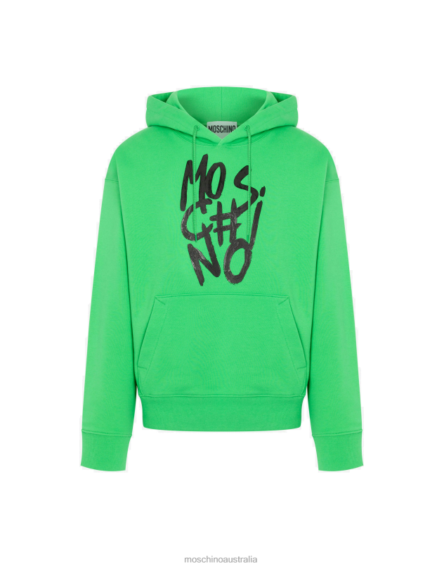 SCRIBBLE LOGO HOODIE Moschino Men GREEN 44AA564 Clothing