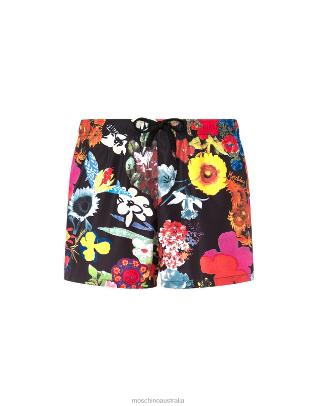 ALLOVER FLOWERS NYLON SWIM TRUNKS Moschino Men GREY 44AA647 Clothing