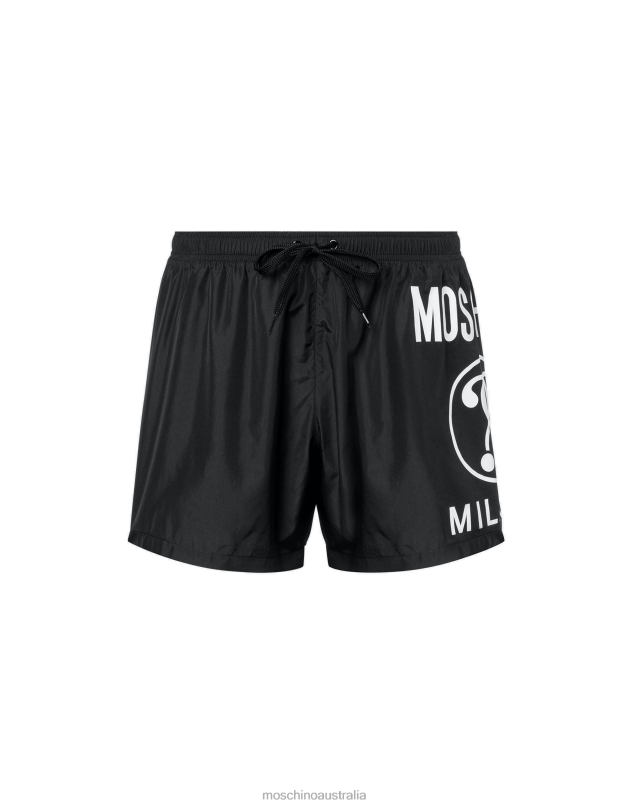 DOUBLE QUESTION MARK BEACH BOXER Moschino Men BLACK 44AA653 Clothing