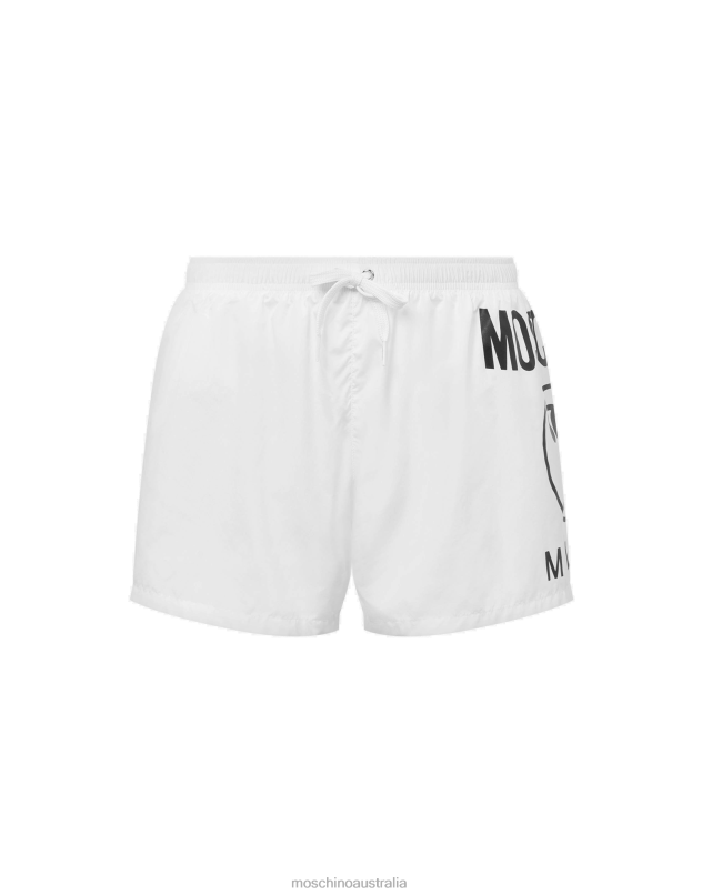 DOUBLE QUESTION MARK BEACH BOXER Moschino Men WHITE 44AA654 Clothing
