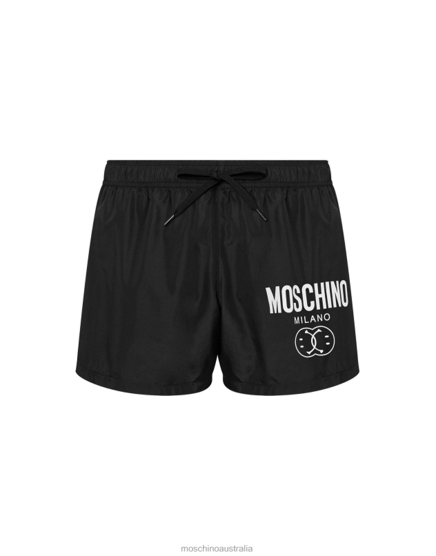 DOUBLE SMILEY LOGO SWIM TRUNKS Moschino Men BLACK 44AA655 Clothing