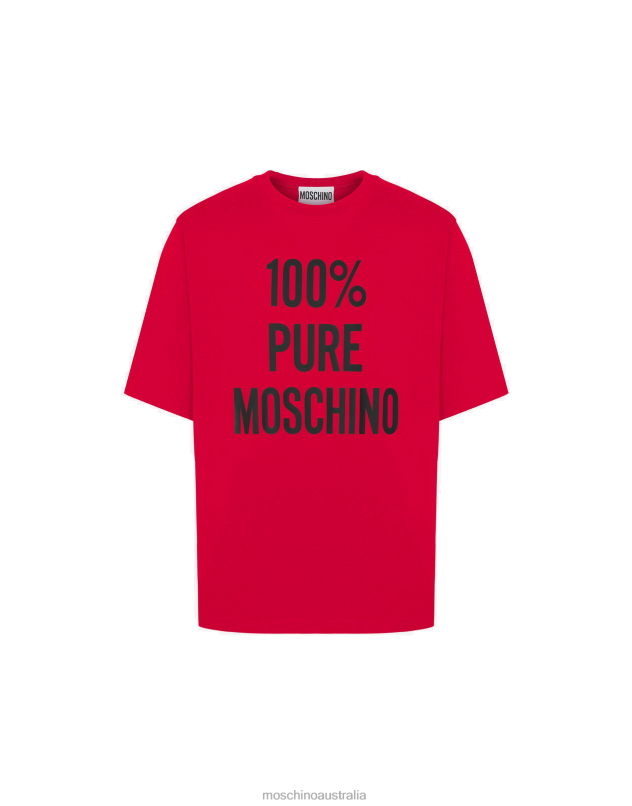 100% PURE ORGANIC JERSEY T-SHIRT Moschino Men RED 44AA614 Clothing