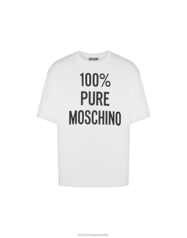 100% PURE ORGANIC JERSEY T-SHIRT Moschino Men WHITE 44AA584 Clothing