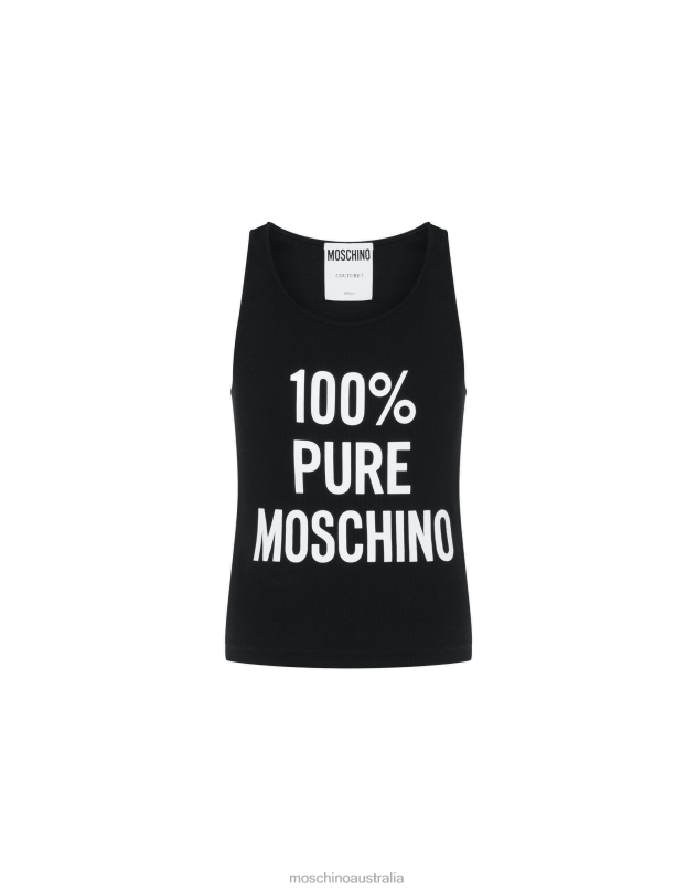 100% PURE STRETCH COTTON TANK TOP Moschino Men BLACK 44AA602 Clothing