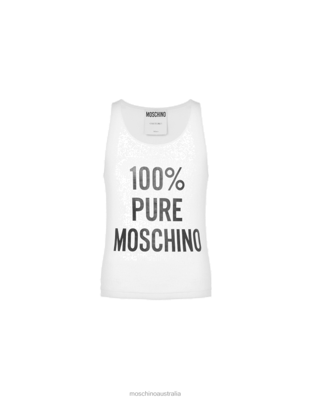 100% PURE STRETCH COTTON TANK TOP Moschino Men WHITE 44AA603 Clothing