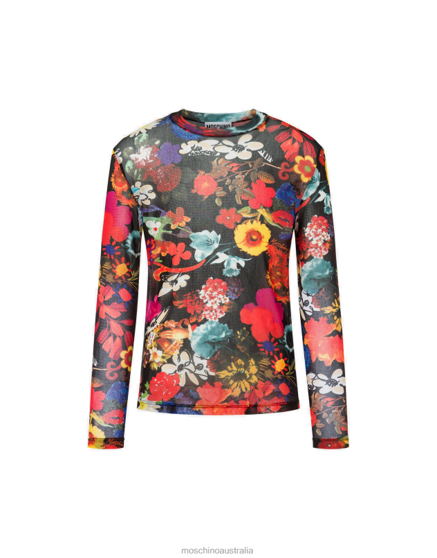 ALLOVER FLOWERS TULLE T-SHIRT Moschino Men MULTICOLOURED 44AA595 Clothing