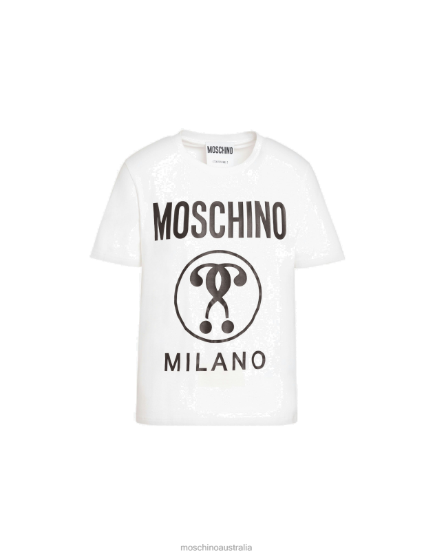 DOUBLE QUESTION MARK JERSEY T-SHIRT Moschino Men WHITE 44AA589 Clothing