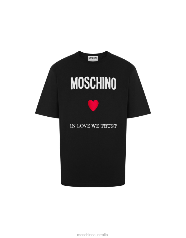 IN LOVE WE TRUST ORGANIC JERSEY T-SHIRT Moschino Men BLACK 44AA585 Clothing