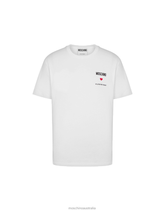 IN LOVE WE TRUST ORGANIC JERSEY T-SHIRT Moschino Men WHITE 44AA604 Clothing