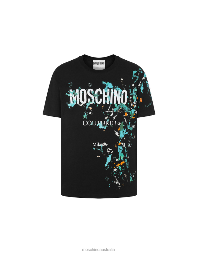 PAINTED EFFECT ORGANIC JERSEY T-SHIRT Moschino Men BLACK 44AA620 Clothing