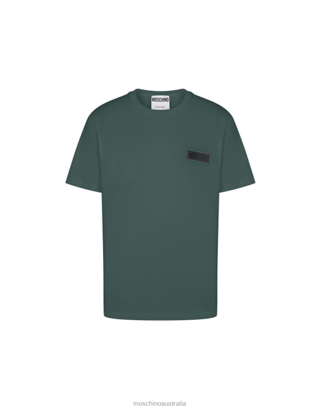 RUBBER LOGO ORGANIC JERSEY T-SHIRT Moschino Men DARK GREEN 44AA606 Clothing