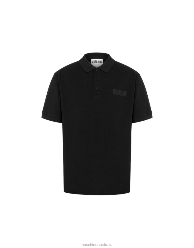 RUBBER LOGO PIQUE POLO SHIRT Moschino Men BLACK 44AA613 Clothing