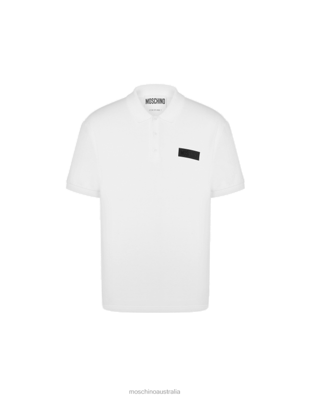 RUBBER LOGO PIQUE POLO SHIRT Moschino Men WHITE 44AA628 Clothing