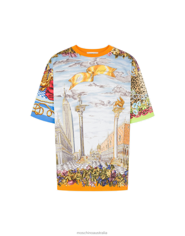 SCARF PRINT JERSEY T-SHIRT Moschino Men MULTICOLOURED 44AA582 Clothing