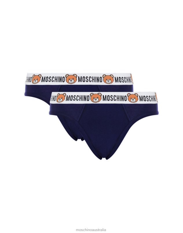 TEDDY ELASTIC BAND SET OF 2 BRIEFS Moschino Men DARK BLUE 44AA678 Clothing