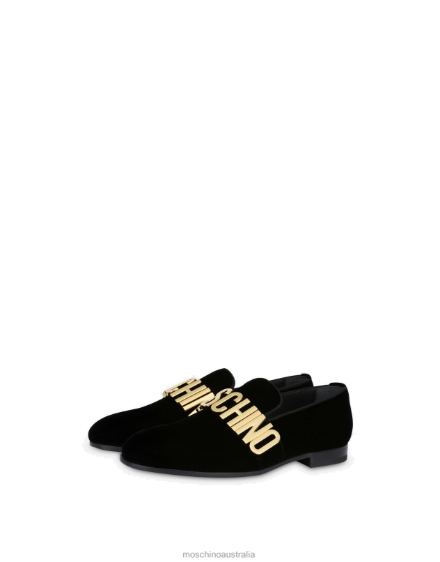 MAXI LETTERING VELVET LOAFERS Moschino Men BLACK 44AA703 Footwear
