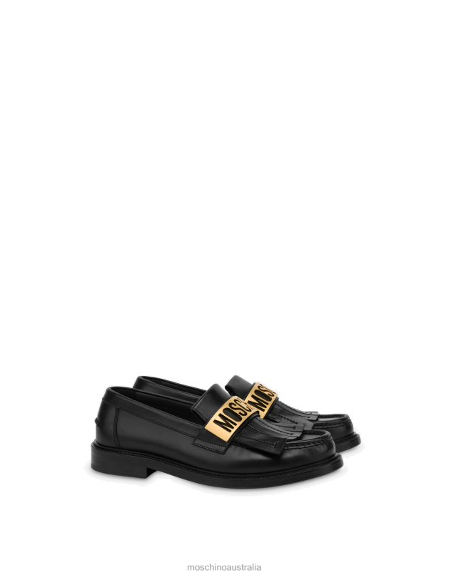 MAXI LOGO PLATE CALFSKIN LOAFERS Moschino Men BLACK 44AA709 Footwear