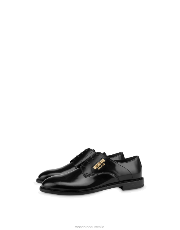 METAL LOGO CALFSKIN DERBY SHOES Moschino Men BLACK 44AA711 Footwear