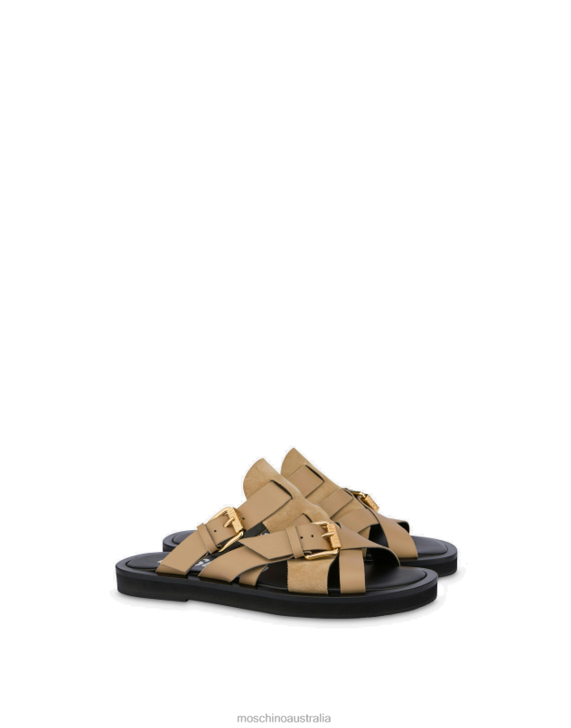 DOUBLE BUCKLE SANDALS Moschino Men BEIGE 44AA735 Footwear