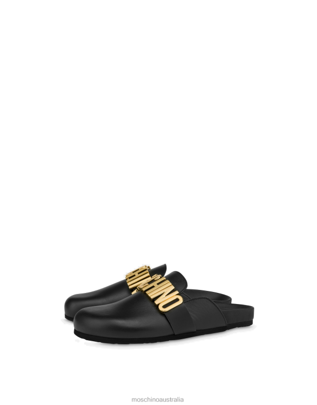 LETTERING LOGO CALFSKIN MULES Moschino Men BLACK 44AA720 Footwear