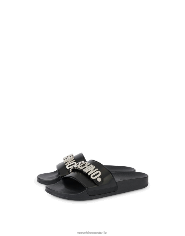 LETTERING LOGO PVC POOL SLIDES Moschino Men BLACK 44AA724 Footwear