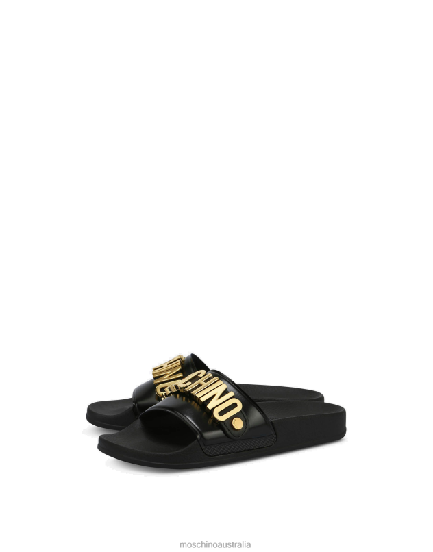 LETTERING LOGO PVC POOL SLIDES Moschino Men BLACK 44AA725 Footwear