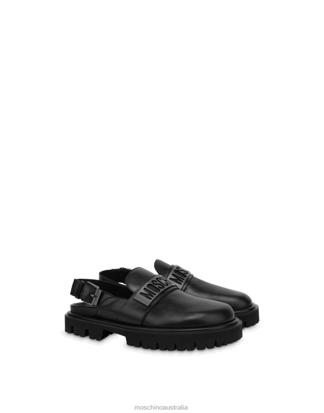 MAXI LOGO PLATE CALFSKIN MULES Moschino Men BLACK 44AA729 Footwear