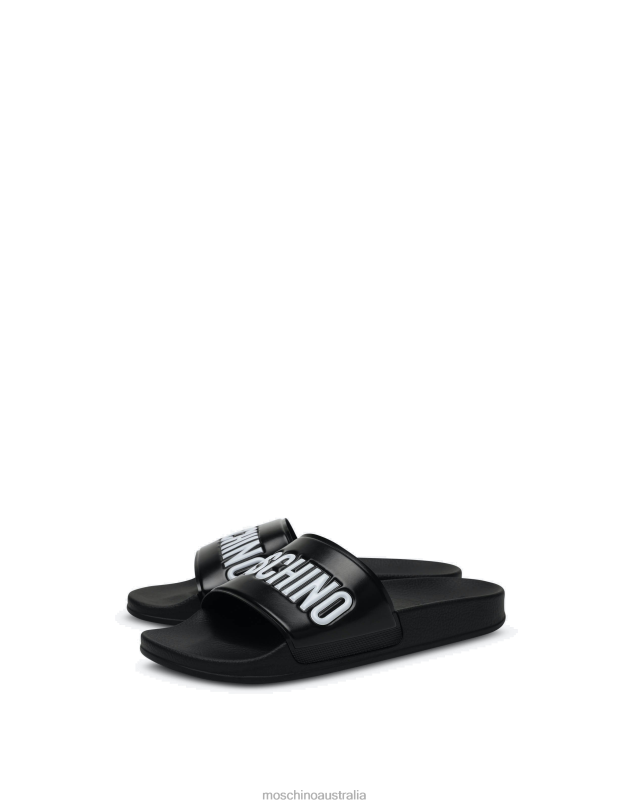 PVC POOL SLIDES WITH LOGO Moschino Men BLACK 44AA719 Footwear