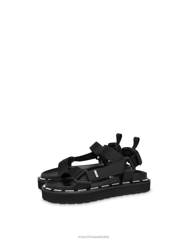 RUBBER LOGO FLATFORM SANDALS Moschino Men BLACK 44AA717 Footwear