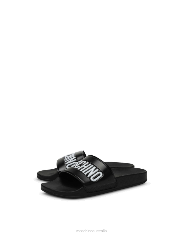 RUBBER POOL SLIDES WITH LOGO Moschino Men BLACK 44AA726 Footwear