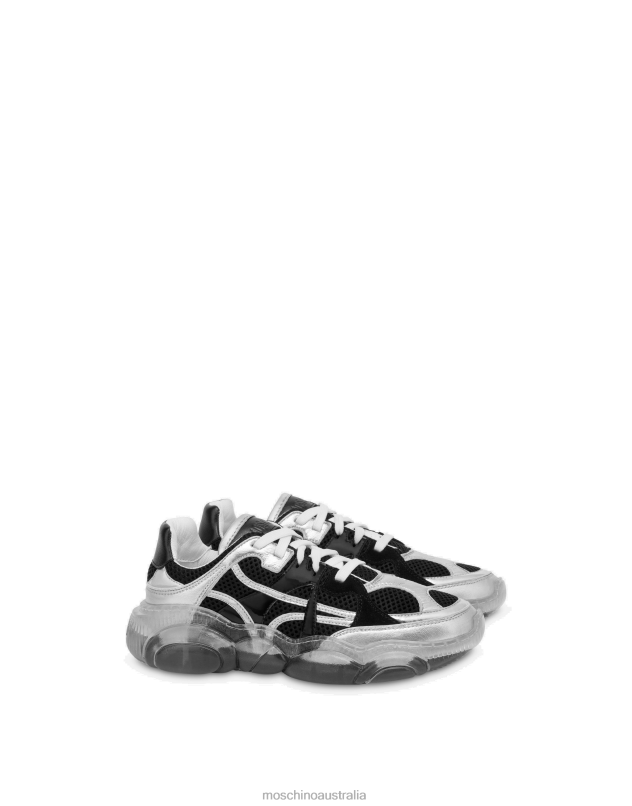 BLACK MESH TEDDY SHOES WITH TRANSPARENT SOLE Moschino Men BLACK 44AA761 Footwear