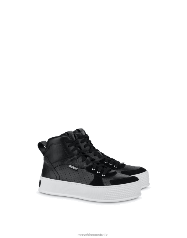 BUMPS & STRIPES HIGH-TOP SNEAKERS Moschino Men BLACK 44AA759 Footwear