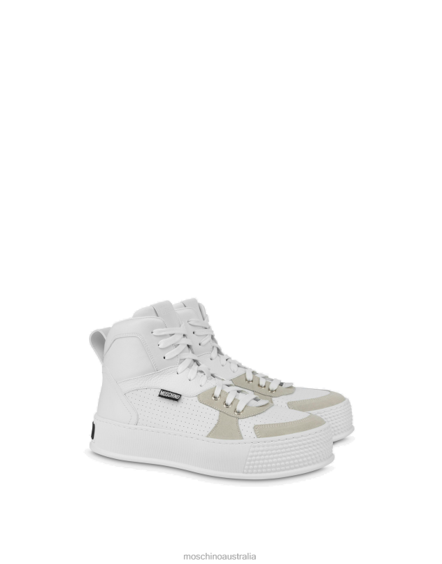 BUMPS & STRIPES HIGH-TOP SNEAKERS Moschino Men WHITE 44AA758 Footwear