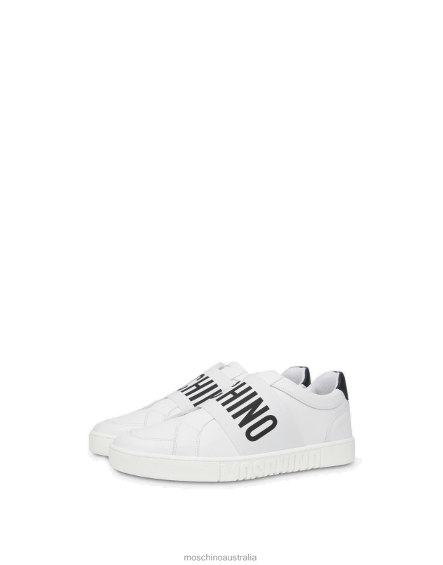 CALFSKIN SLIP-ON SNEAKERS WITH LOGO Moschino Men WHITE 44AA752 Footwear