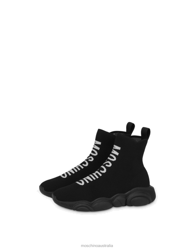 SLIP ON HIGH SNEAKERS WITH LOGO Moschino Men BLACK 44AA748 Footwear