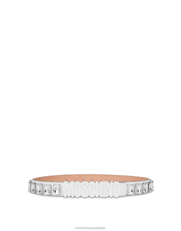 CALFSKIN BELT WITH JEWEL STONES Moschino Women WHITE 44AA441 Accessory