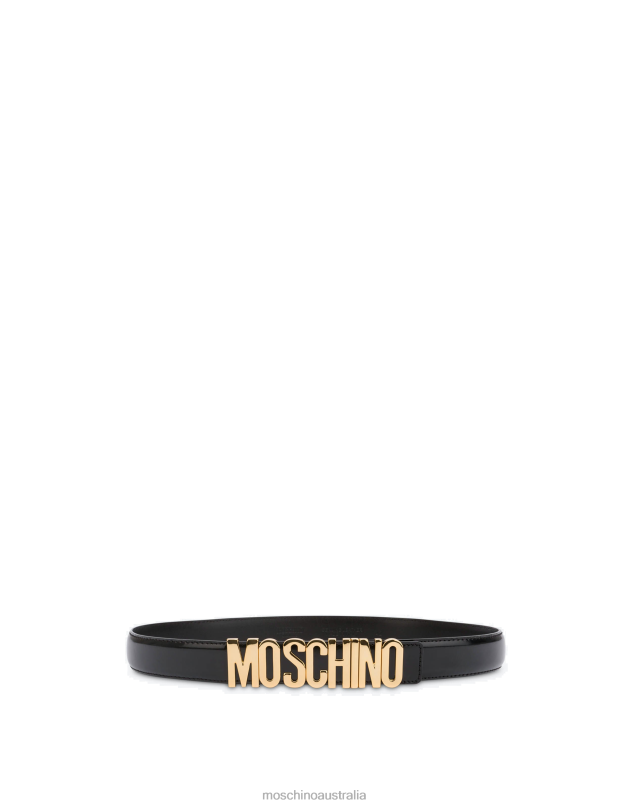 LEATHER BELT WITH LOGO Moschino Women BLACK 44AA452 Accessory