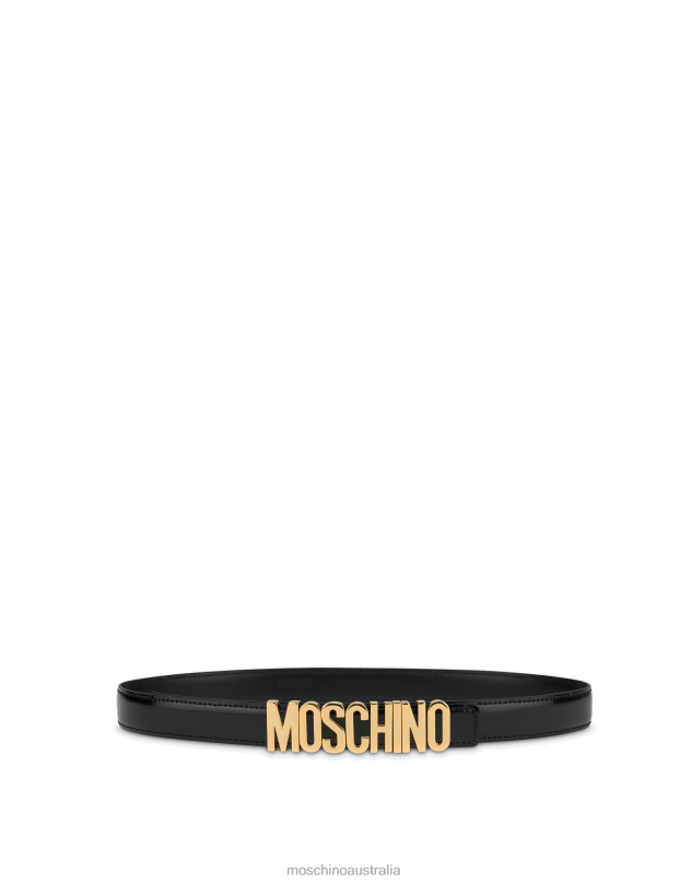 LETTERING LOGO BRUSHED CALFSKIN BELT Moschino Women BLACK 44AA448 Accessory