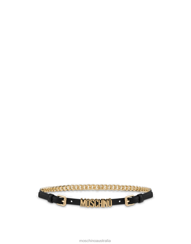 LETTERING LOGO CALFSKIN AND CHAIN BELT Moschino Women BLACK 44AA438 Accessory