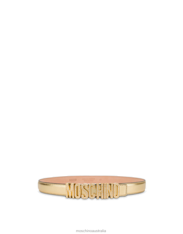 LETTERING LOGO LAMINATED NAPPA LEATHER BELT Moschino Women GOLD 44AA447 Accessory