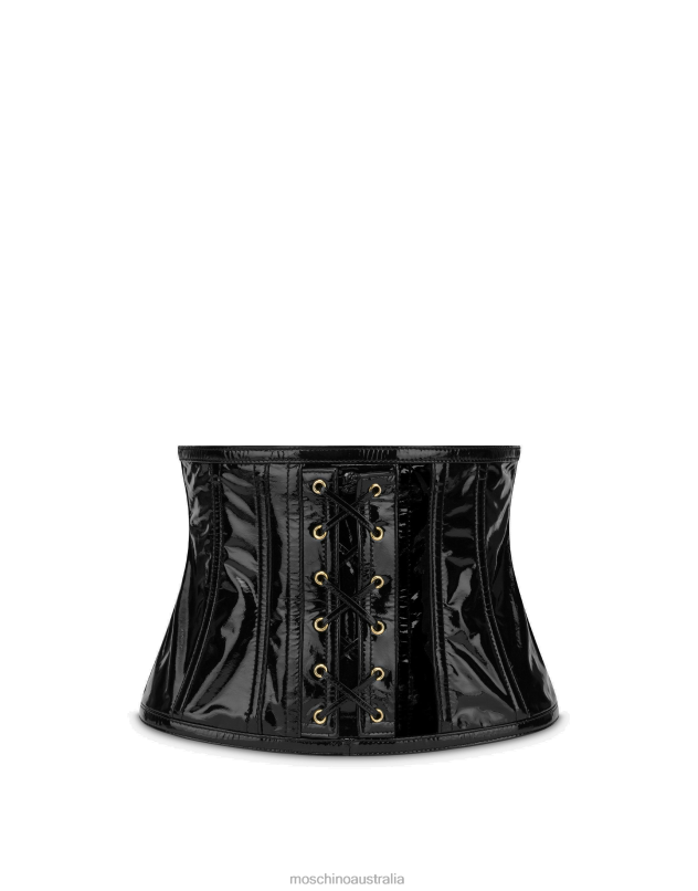 PATENT LEATHER CORSET BELT Moschino Women BLACK 44AA440 Accessory