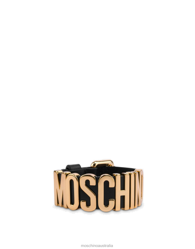 LETTERING LOGO CALFSKIN BRACELET Moschino Women BLACK 44AA407 Accessory