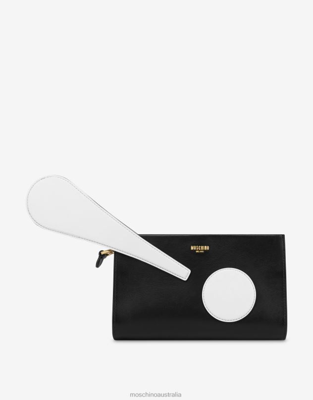 HOUSE SYMBOLS !? CALFSKIN CLUTCH Moschino Women BLACK 44AA277 Accessory